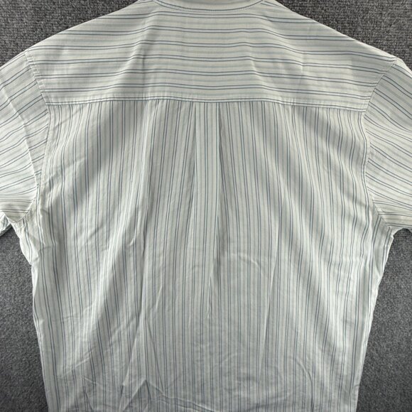 Quiksilver Short Sleeve Cotton Polyester XL Point Striped Blue Button Up Pocket - Picture 3 of 16